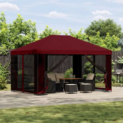  Pavilon 4 × 3 m Burgundi Poliészter és acél 190