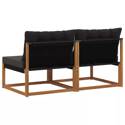  2 Darab Kültéri középső kanapé Tömör Akácfa Természetes