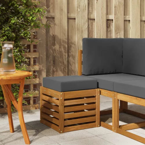  Pad párnával 2 Darab Természetes és antracit Tömör Akácfa