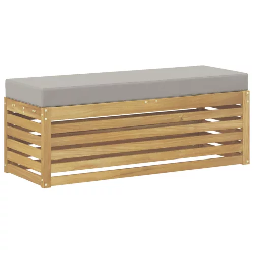  Kültéri Szék Pad párnával Fehér 115 x 43 x 45 cm Tömör Akácfa