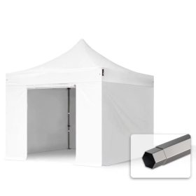   TP 3x3m összecsukható 750N acél vázas pavilon, ablak nélkül - fehér