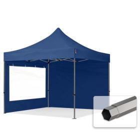   TP 3x3m összecsukható 750N acél vázas pavilon, 2 db oldalfallal - kék