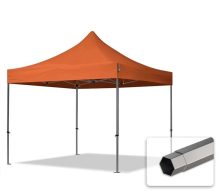   Professional összecsukható sátrak PREMIUM 350g/m2 ponyvával, acélszerkezettel, oldalfal nélkül - 3x3m narancssárga