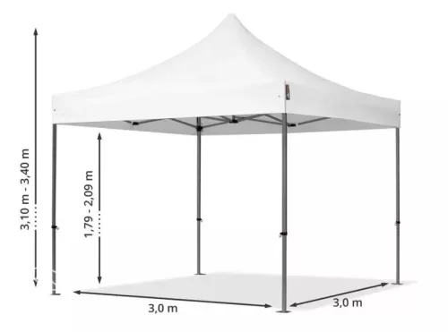 TP 3x3m összecsukható 750N acél vázas pavilon, oldalfal nélkül - narancssárga
