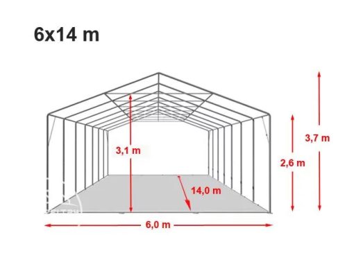 PROFESIONALNI 6x14 ŠATOR TEŠKE ČELIČNE KONSTRUKCIJE ZA PRIREDBE SA CERADOM 500g/m2