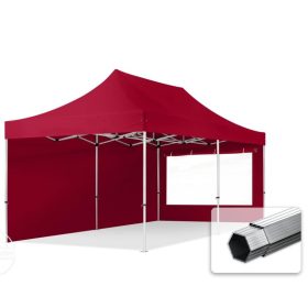   TP 3x6m összecsukható 800N alumínium pavilon, 2 db oldalfallal - bordó