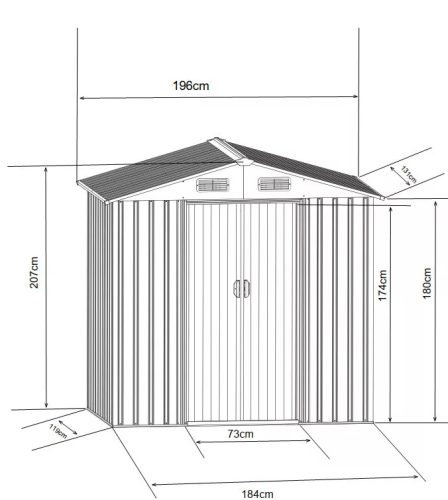 Archer 2000 Garden Shed (196 x 131 x 207 cm)