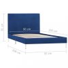VID kék szövetkárpitozású ágykeret 90x200 cm