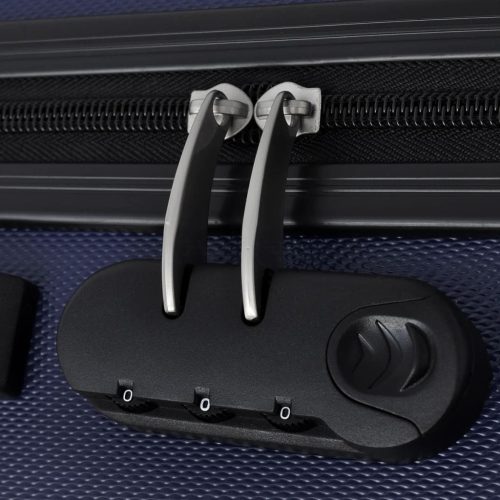  3 darabos kék húzható kemény bőrönd szett 45,5/55/66 cm