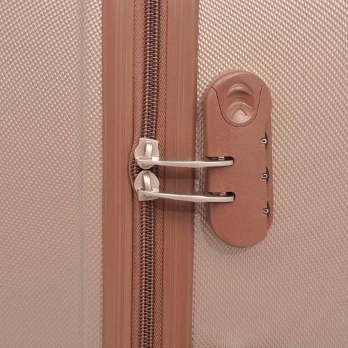  4 darabos, pezsgőszínű, kemény fedeles, görgős bőrönd szett 