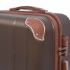  4 darabos, kávészínű, kemény fedeles, görgős bőrönd szett 