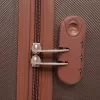  4 darabos, kávészínű, kemény fedeles, görgős bőrönd szett 