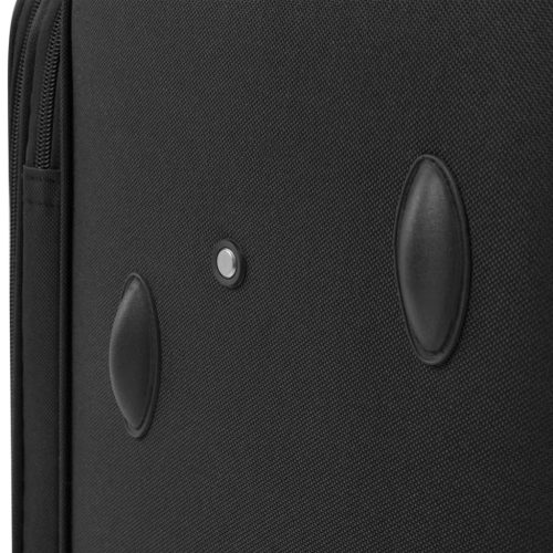  3 darabos, fekete, puha falú görgős bőrönd szett