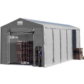   TP Vario 8x24m 4m oldalmagas raktársátor tetőablakkal, bejárat típusa: felhúzható