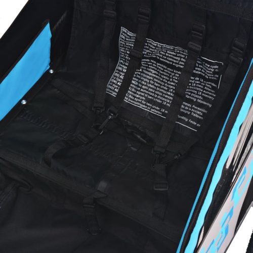  szürke és kék kerékpár-utánfutó 30 kg