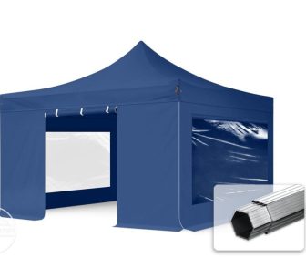 Professional összecsukható sátrak PROFESSIONAL 400g/m2 ponyvával, alumínium szerkezettel, 4 oldalfallal, panoráma ablakkal - 4x4m kék