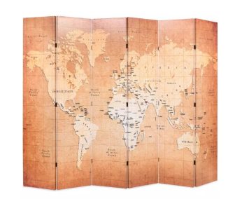 VID sárga paraván 228 x 180 cm világtérkép