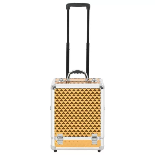  aranyszínű alumínium sminkbőrönd 35 x 29 x 45 cm