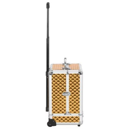  aranyszínű alumínium sminkbőrönd 35 x 29 x 45 cm