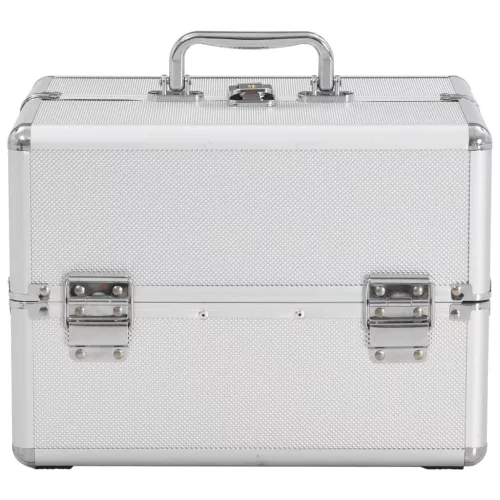  ezüstszínű alumínium sminktáska 22 x 30 x 21 cm 