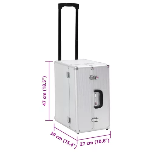  ezüstszínű alumínium pilótabőrönd 47 x 39 x 27 cm 