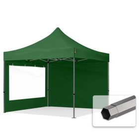   TP 3x3m összecsukható 750N acél vázas pavilon, 2 db oldalfallal - zöld