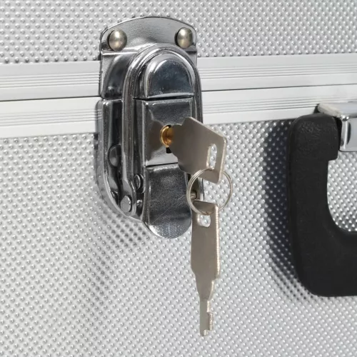  ezüstszínű alumínium szerszámos táska 38 x 22,5 x 34 cm