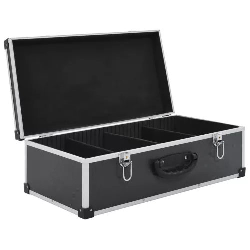  80 db-os fekete alumínium és ABS CD-tartó