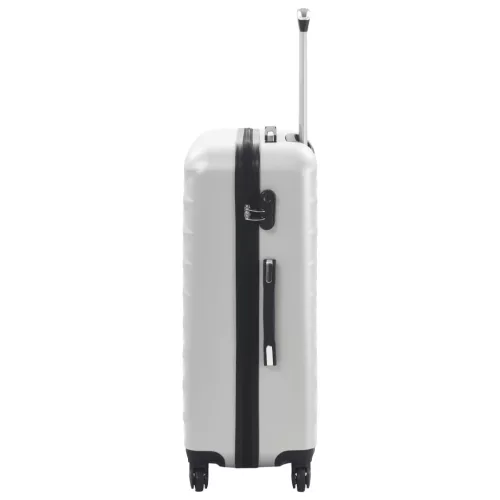  3 db fényes ezüstszínű keményfalú ABS gurulós bőrönd