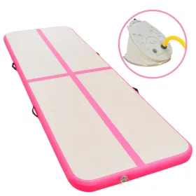    rózsaszín PVC felfújható tornaszőnyeg pumpával 300x100x10 cm
