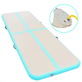    zöld PVC felfújható tornaszőnyeg pumpával 400 x 100 x 10 cm 
