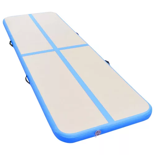  kék PVC felfújható tornaszőnyeg pumpával 700 x 100 x 10 cm