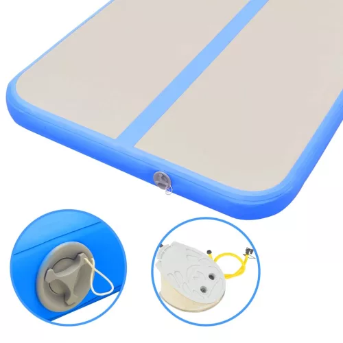 kék PVC felfújható tornaszőnyeg pumpával 700 x 100 x 10 cm