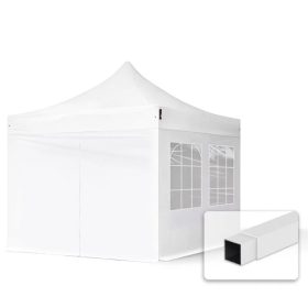   TP 3x3m összecsukható acél pavilon, 4 db oldalfallal - fehér