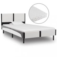 VID fehér és fekete műbőr ágy matraccal 90 x 200 cm
