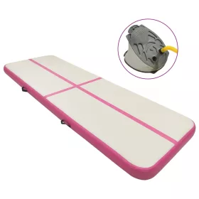    rózsaszín PVC felfújható tornamatrac pumpával 400 x 100 x 15 cm