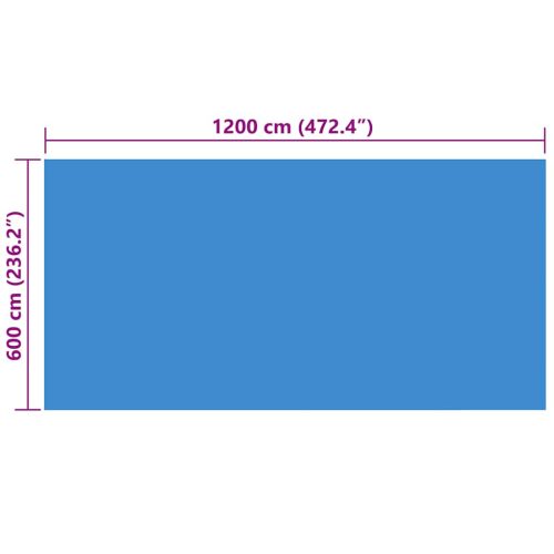  kék, négyszögletes PE medencetakaró 1200 x 600 cm