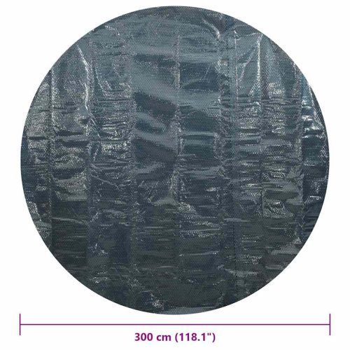  fekete és kék napelemes lebegő PE medencefólia 356 cm