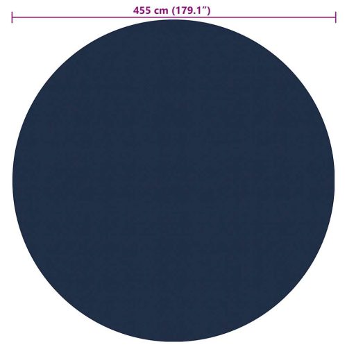  fekete és kék napelemes lebegő PE medencefólia 455 cm