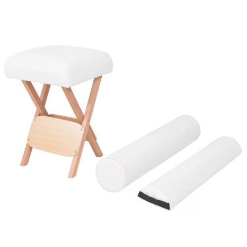 VID Sklopljiva masažna stolica s 2 jastuka u bijeloj boji