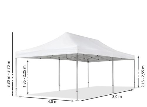 TP 4x8m összecsukható 800N alumínium pavilon, 4 db oldalfallal - fekete