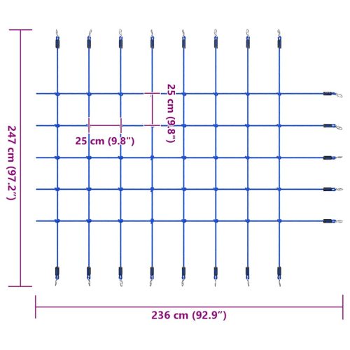  kék mászóháló 200 x 150 cm