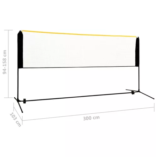   fém állítható tollaslabdaháló 300 x 103 x 94-158 cm 