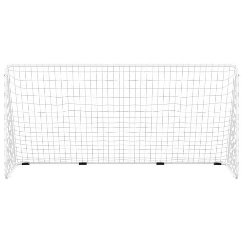  fehér acél focikapu hálóval 366 x 122 x 182 cm