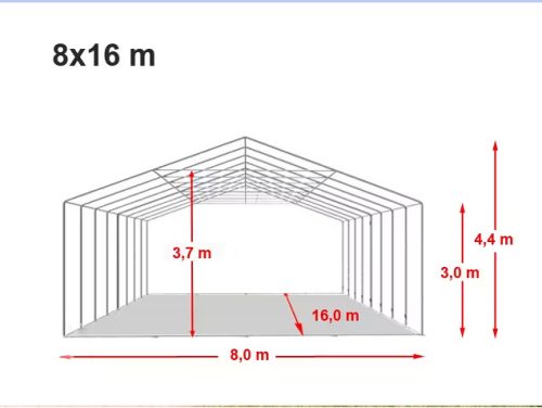 Skladišni šator 5x10m sa bočnom visinom 3m professional 550g/m2