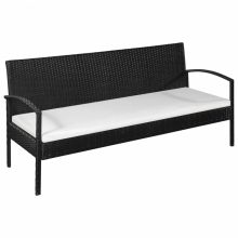   VID 3 személyes fekete-krémfehér polyrattan kanapé 158 x 58 x 72 cm 