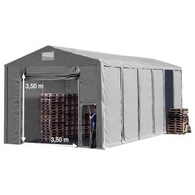   TP Vario 8x12m 3,6m oldalmagas raktársátor, bejárat típusa: felhúzható