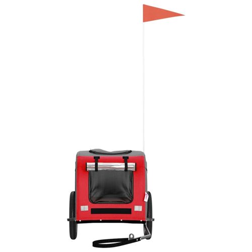  piros-szürke oxford szövet és vas kisállatszállító utánfutó