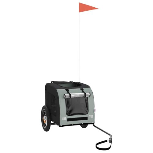  szürke-fekete oxford szövet és vas kisállatszállító utánfutó