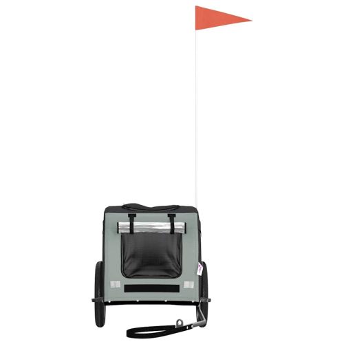  szürke-fekete oxford szövet és vas kisállatszállító utánfutó